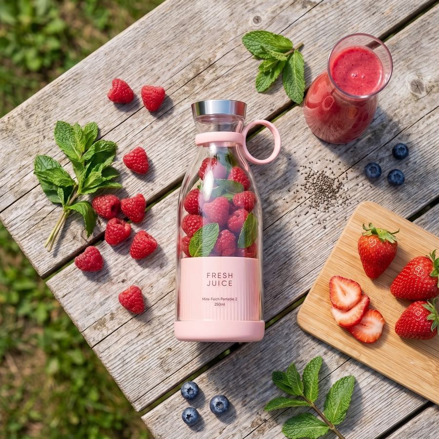 Fresh Juice with a poured smoothie